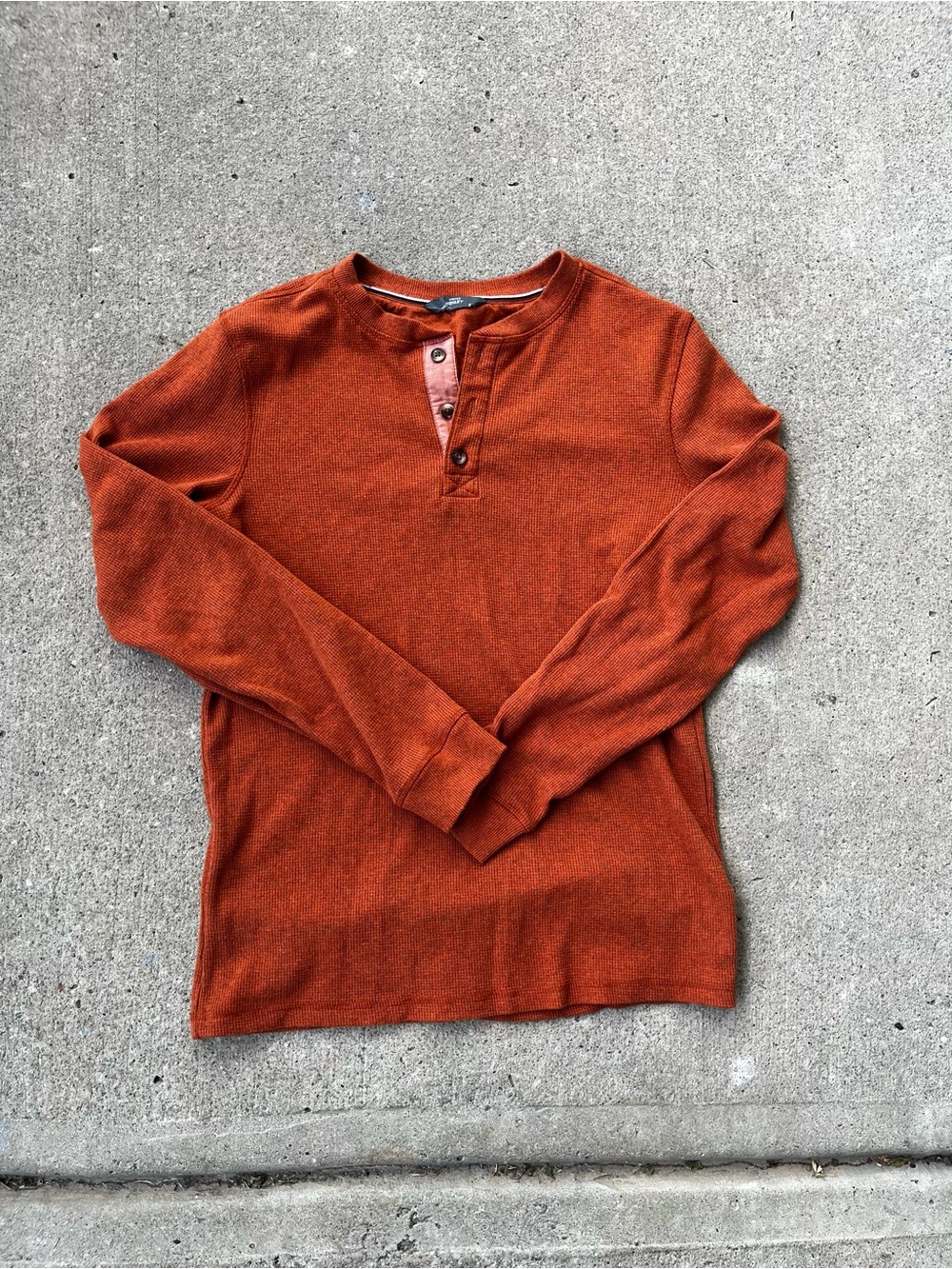 Mens Orange Henley Long Sleeve Shirt